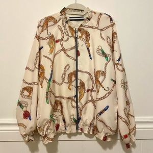 Zara Animal Print Bomber, Size XL